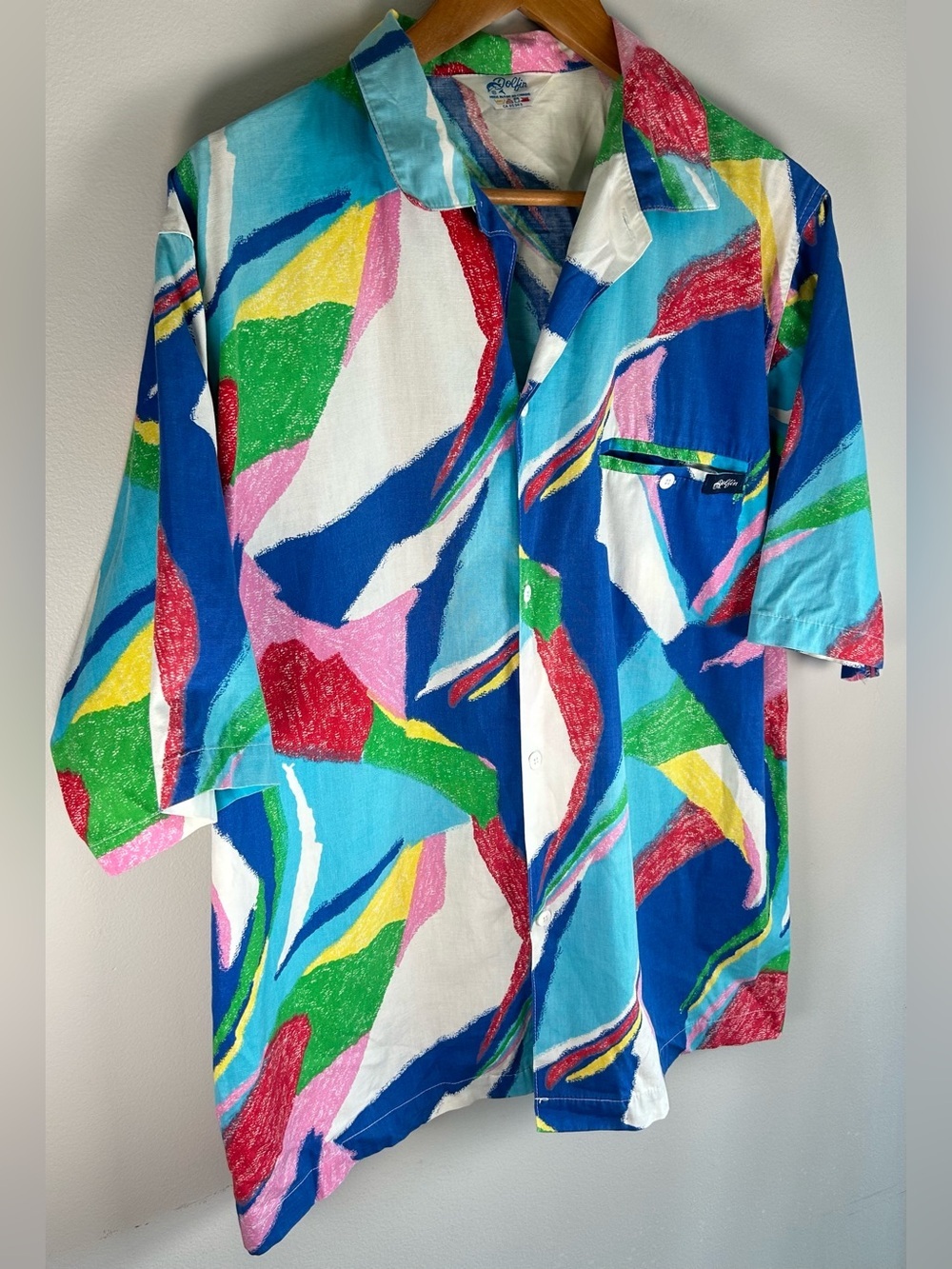 Vintage 80s/90s Dolfin Men’s Shirt L Funky Fresh Colorful Abstract Hip Hop RARE - Picture 2 of 13